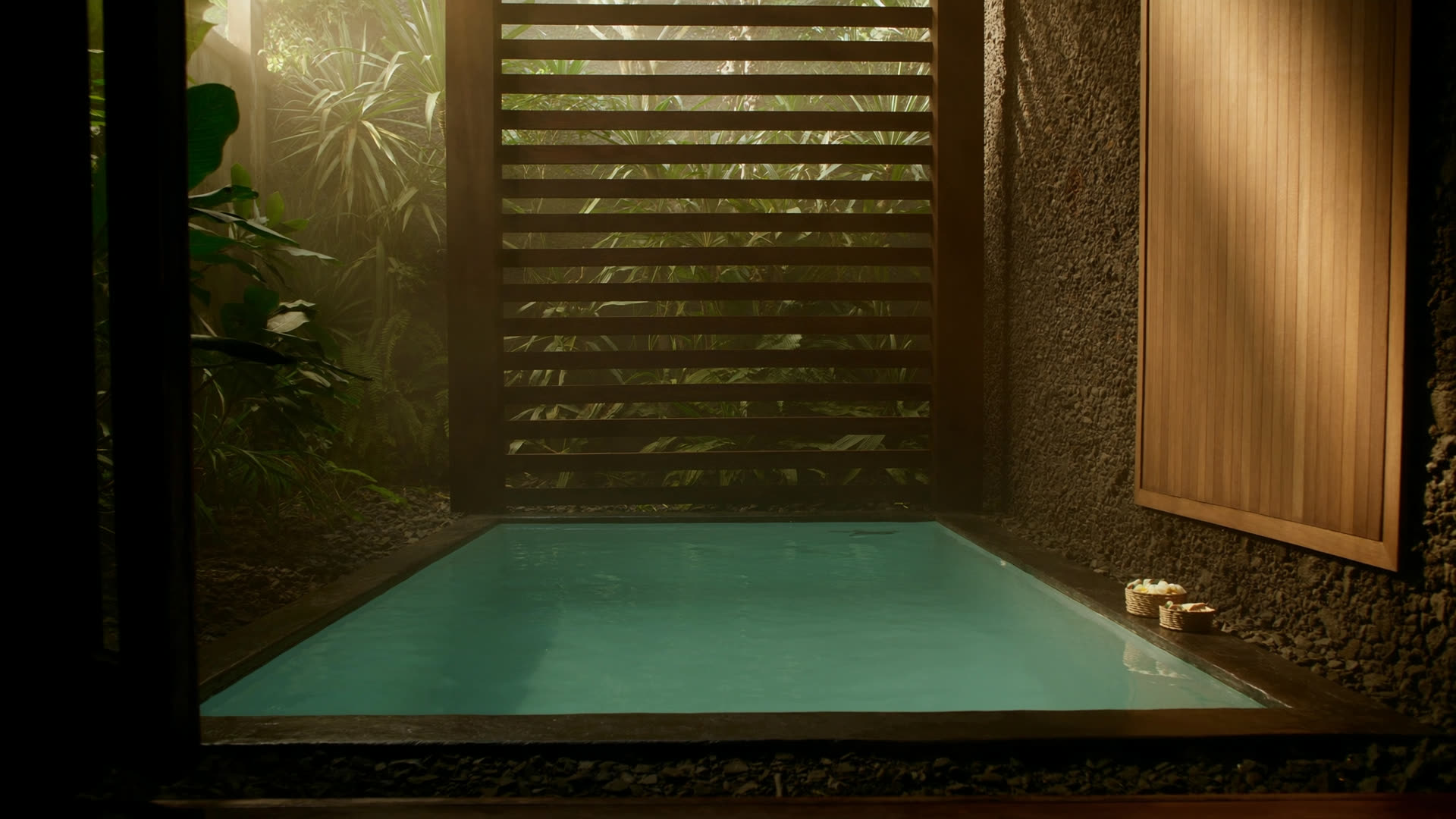 Wellness sanctuary — ice bath in volcanic stone